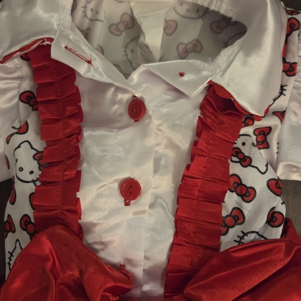 Hello Kitty Kids Costume with Red Bow and White Dress And Headband